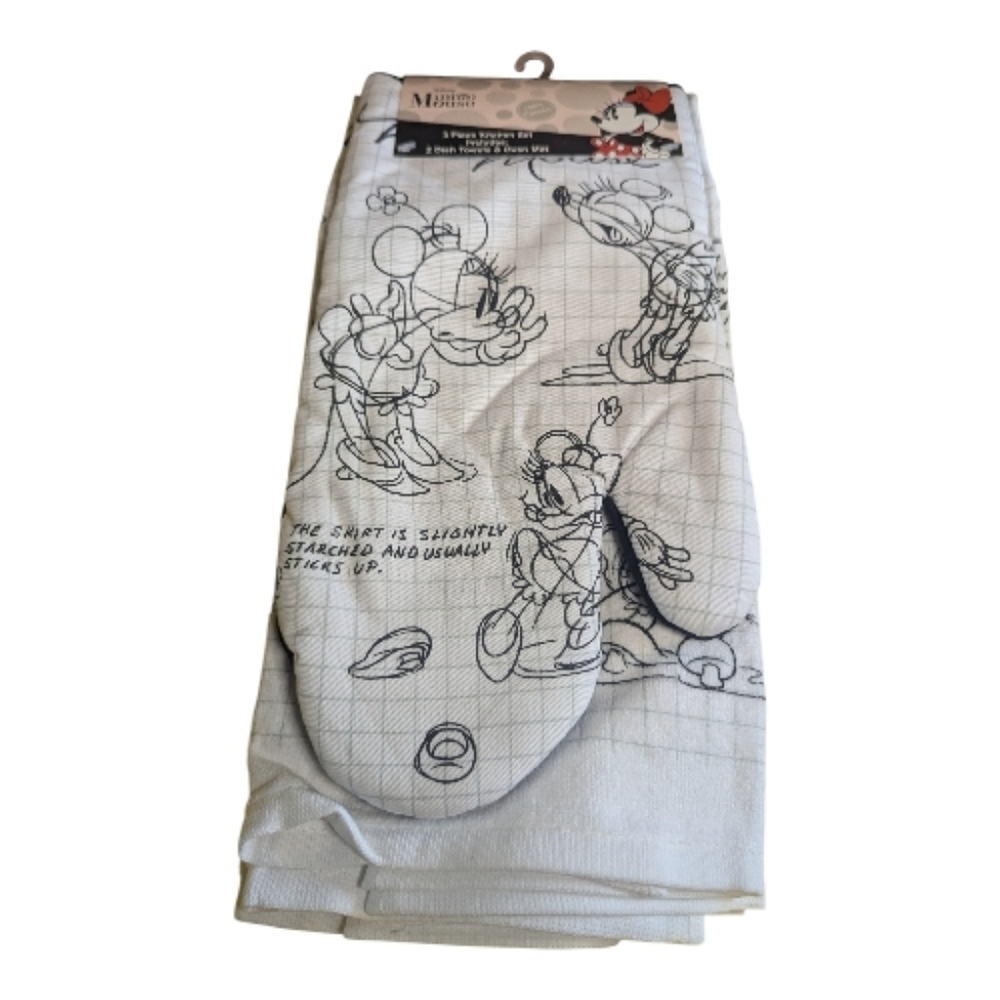 Disney Black and White Mickey and Minnie Towel Set 3 Piece